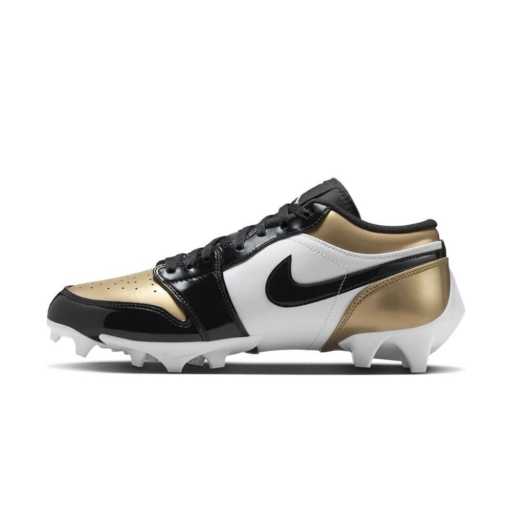 Men’s Size 12 Nike Air Jordan 1 Low TD Gold Black Football Cleats FJ6245-701 New